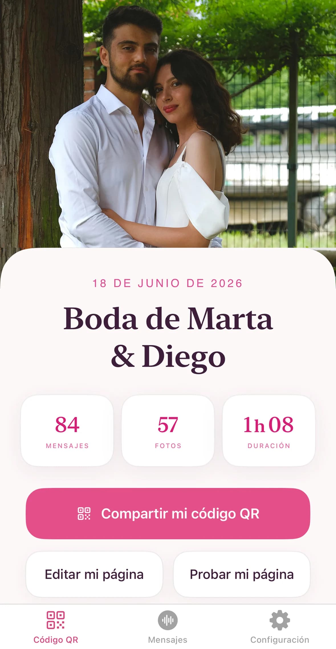 Panel de Boda Audio con código QR