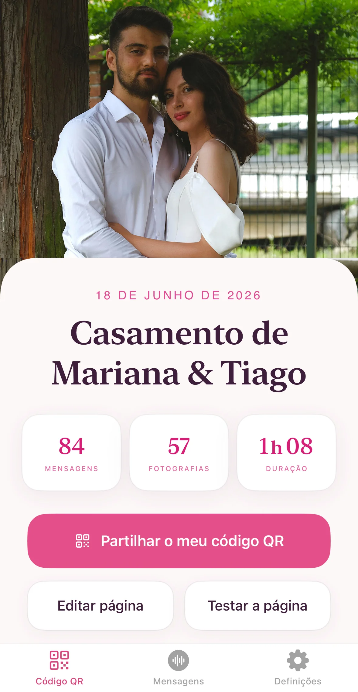 Painel de Casamento Áudio com código QR