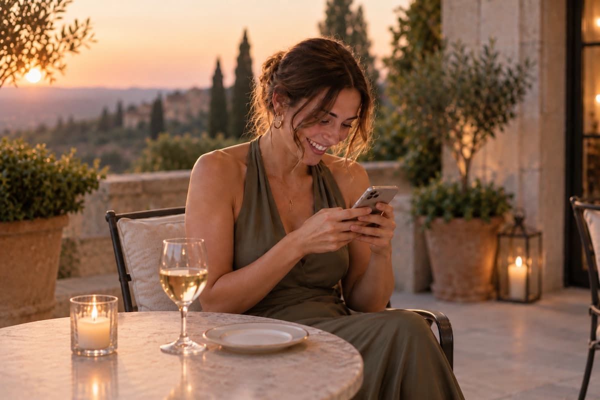 Guest playing a wedding quiz at her own pace on her phone